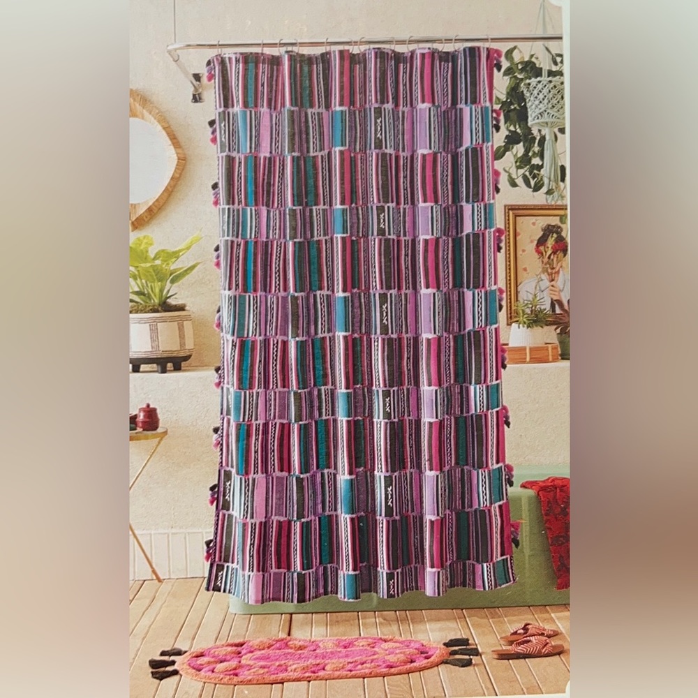 Opalhouse, Shower Curtain, Bohemian, Tassel Trim, Multi-color, Curtain.